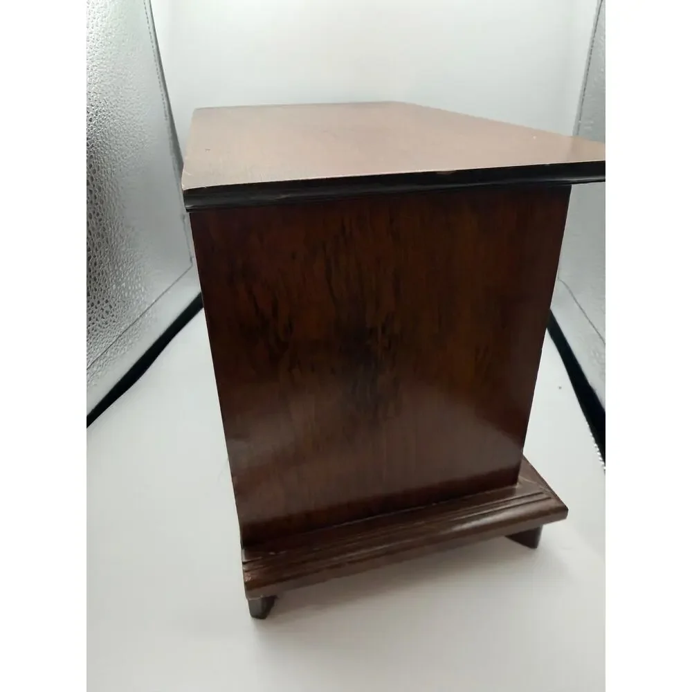 Vintage Wooden Jewelry Box Armoire Chest 3 Drawers Ring Roll Cabinet Organizer